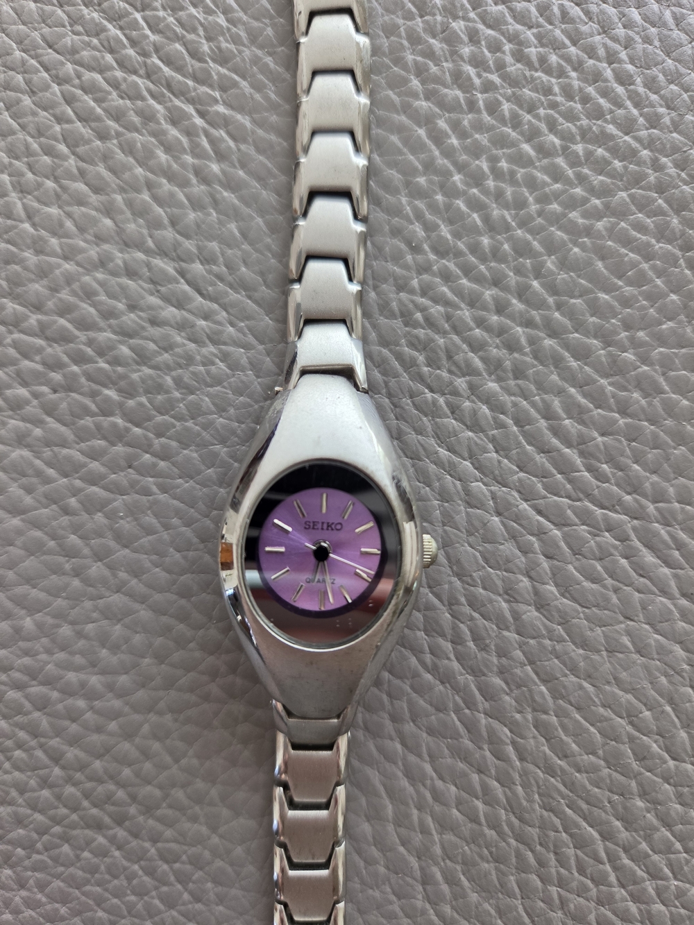 Seiko Women's Silver Bracelet Watch with Purple Dial